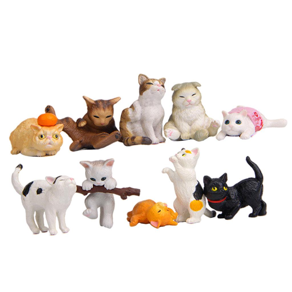 Kids Education Learn Tv - 10/Set Patung Figur Kucing Menggemaskan Miniatur